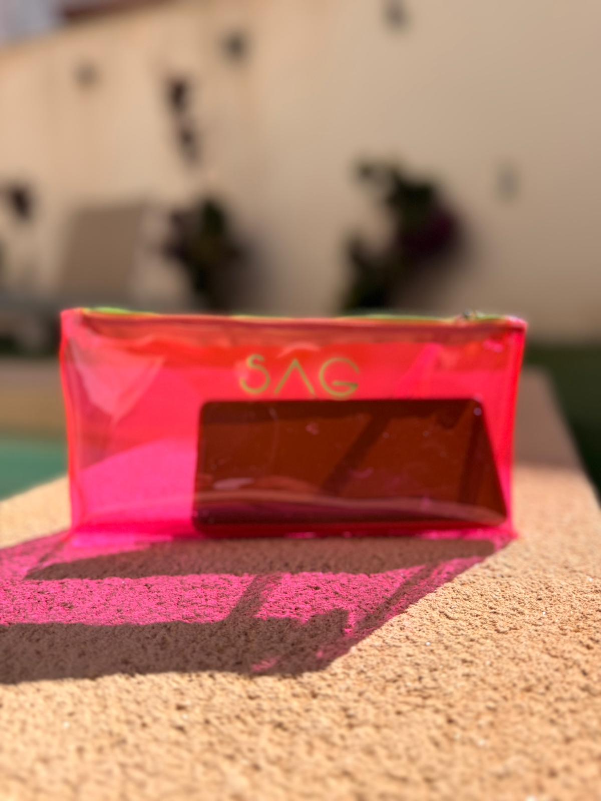 Neceser Vinilo Rosa & Verde Flúor — Mediano